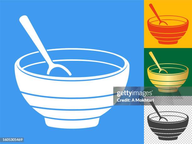 bowl with spoon icon. - vegetable soup stock illustrations