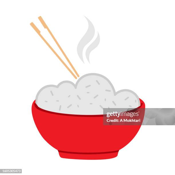 rice bowl icon. - cereal bowl stock illustrations