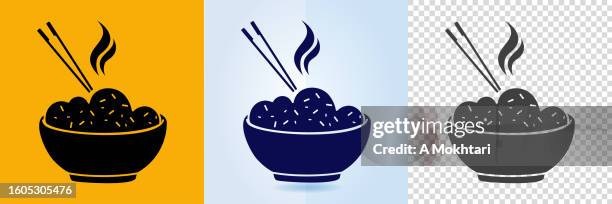 rice bowl icon. - cereal bowl stock illustrations