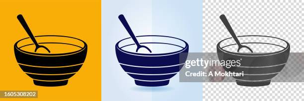 bowl with spoon icon. - vegetable soup stock illustrations