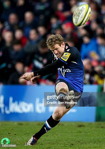 Sam Vesty of Bath in action during the LV= Cup match between Gloucester and Bath at the Kingsholm Stadium on February 2, 2013 in Gloucester, England.