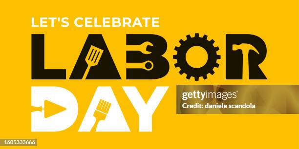 stockillustraties, clipart, cartoons en iconen met happy labor day background design. greeting card, b - hamer handgereedschap