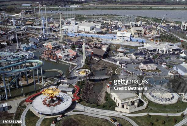 Aerial view of the recently opened Marriott's Great America amusement park in Gurnee, Illinois, May 6th 1978.