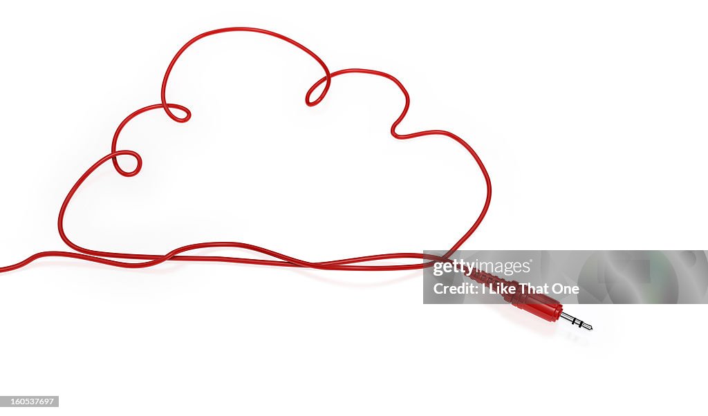 Headphone cable in the shape of a cloud
