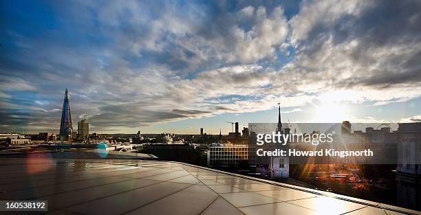 the shard at sunset - modern cityscape stock pictures, royalty-free photos & images