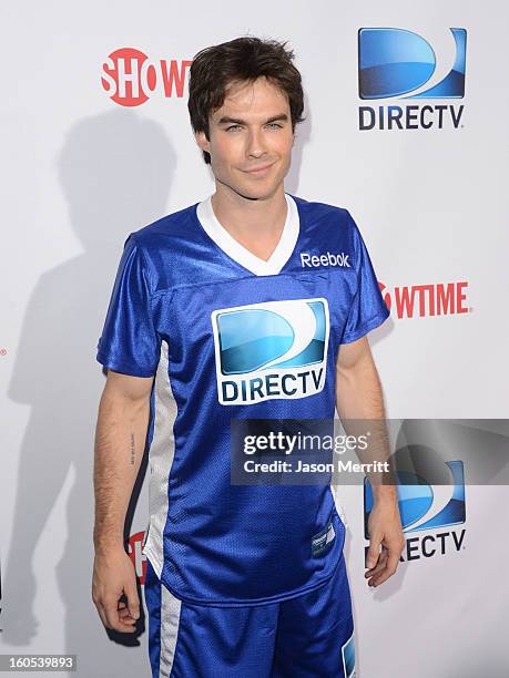 Actor Ian Somerhalder attends DIRECTV'S Seventh Annual Celebrity Beach Bowl at DTV SuperFan Stadium at Mardi Gras World on February 2, 2013 in New...