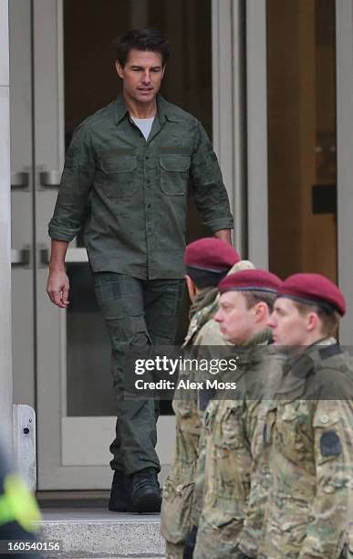 Tom Cruise seen on the film set of "All You Need Is Kill" on February 2, 2013 in London, England.