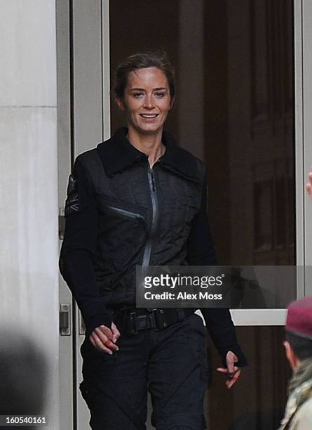 Emily Blunt seen on the film set of "All You Need Is Kill" on February 2, 2013 in London, England.