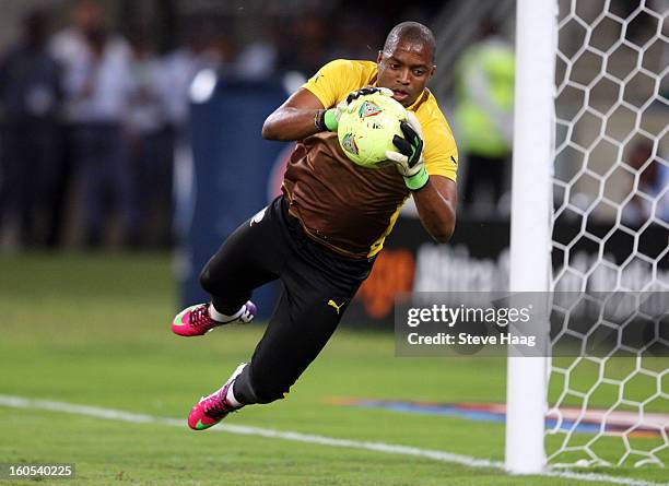 Itumeleng Khune, goal keeper of South Africa, makes a save during the 2013 African Cup of Nations Quarter-Final match between South Africa and Mali...