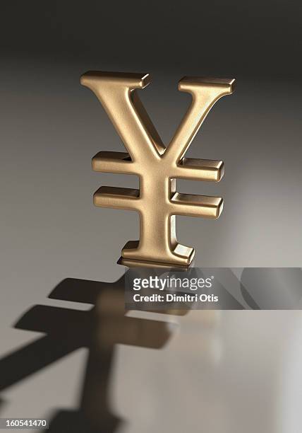gold yen currency symbol - yen sign stock pictures, royalty-free photos & images