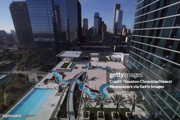 The Texas shape lazy river pool at the new Marriott Marquis in downtown Dec. 15 in Houston.