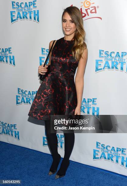 Actress Jessica Alba attends the premiere of The Weinstein Company's "Escape From Planet Earth" at Mann Chinese 6 on February 2, 2013 in Los Angeles,...