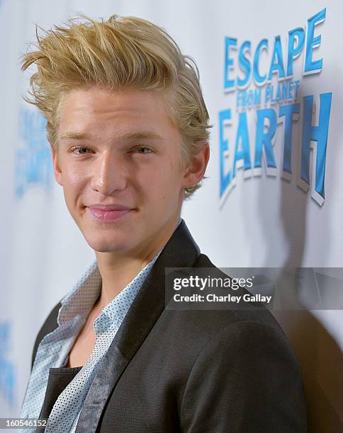 Recording artost Cody Simpson attends the "Escape From Planet Earth" premiere presented by The Weinstein Company in partnership with Sabra at Mann...