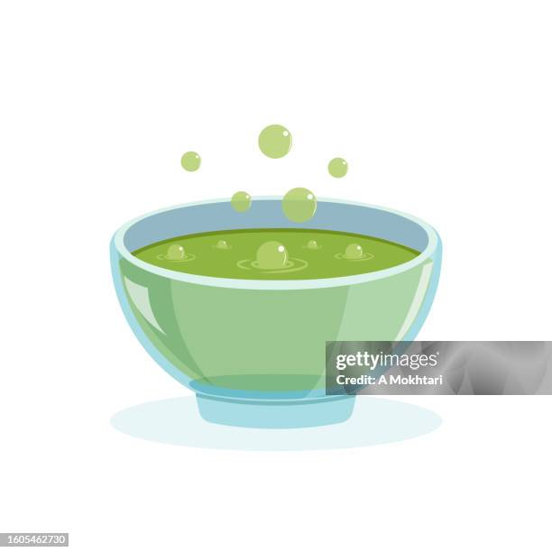 bowl of green soup. - soup bowl illustration stock illustrations