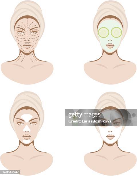 facial care set - nose mask stock illustrations