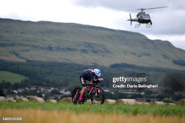 Chloe Dygert of The United States sprints during the Women Elite Individual Time Trial a 36.2km race from Stirling to Stirling at the 96th UCI...