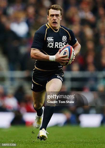 Stuart Hogg of Scotland in action during the RBS Six Nations match between England and Scotland at Twickenham Stadium on February 2, 2013 in London,...