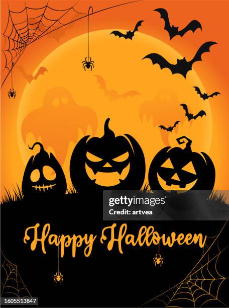 illustrazioni stock, clip art, cartoni animati e icone di tendenza di felice halloween sfondo arancione - mammal stock illustrations