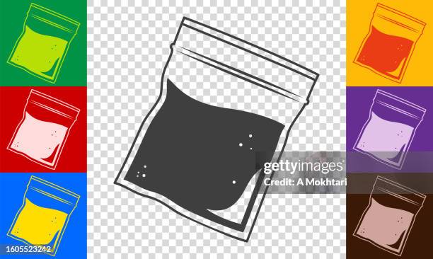 plastic cocaine bag icon. - sachet stock illustrations