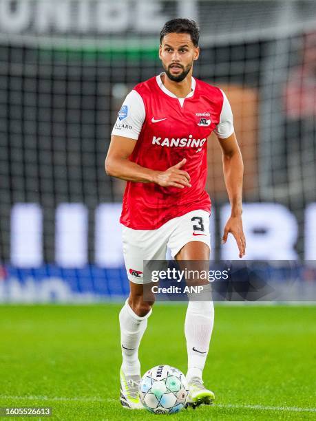 Pantelis Hatzidiakos of AZ Alkmaar in the third qualifying round of the UEFA Conference League between AZ and FC Santa Coloma at the AFAS Stadium on...