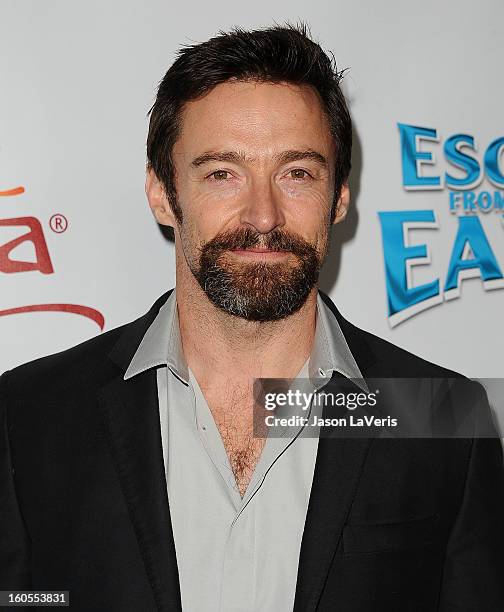 Actor Hugh Jackman attends the premiere of "Escape From Planet Earth" at Mann Chinese 6 on February 2, 2013 in Los Angeles, California.