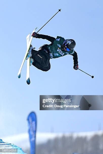 Ayana Onozuka of Japan flies above the pipe as she finished second in the FIS Freestyle Ski Halfpipe World Cup during the Sprint U.S. Grand Prix at...