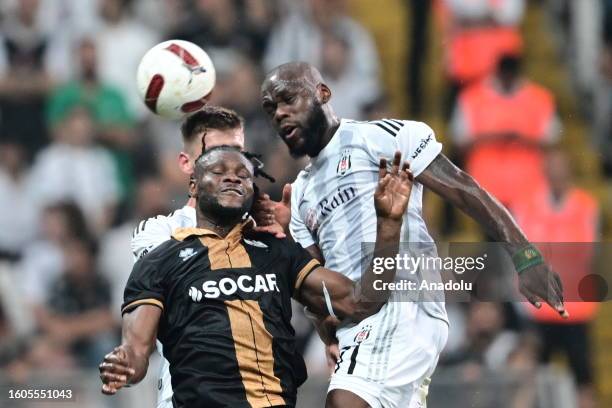 Jean Onana of Besiktas in action during the UEFA Europa Conference League third qualifying round second leg match between Besiktas and Neftci Baku at...