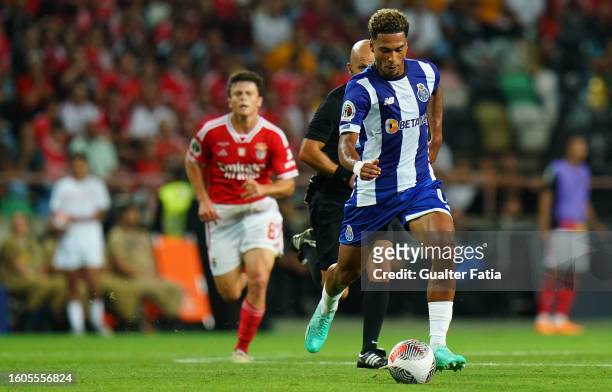 Danny Namaso of FC Porto in action during the SuperTaca de Portugal match between SL Benfica and FC Porto at Estadio Municipal de Aveiro on August 9,...