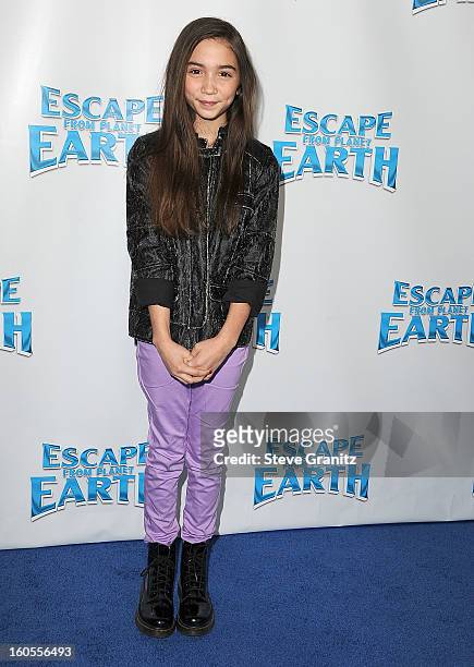 Rowan Blanchard arrives at "Escape From Planet Earth" at Mann Chinese 6 on February 2, 2013 in Los Angeles, California.