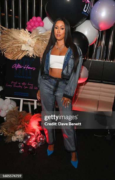 Snoochie Shy attends the launch of STK 'After Hours', a new immersive dining experience, at STK London on August 17, 2023 in London, England.