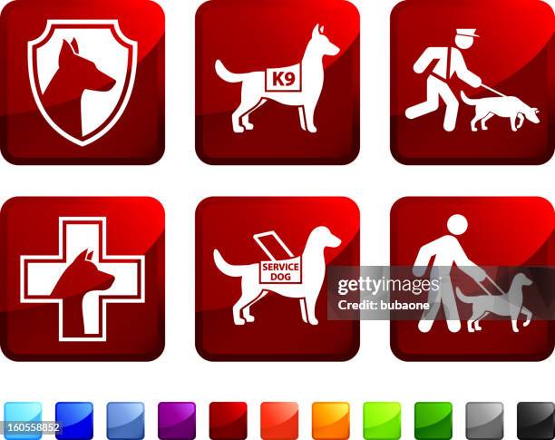 help dog for blind and police vector icon set stickers - military training icon stock illustrations