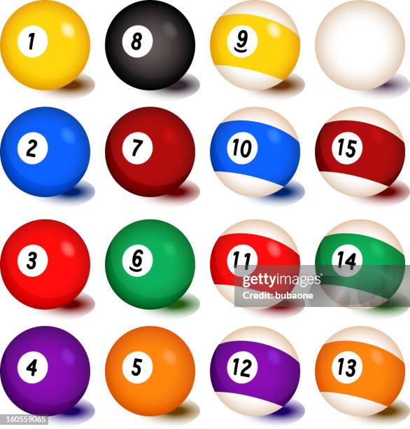 bildbanksillustrationer, clip art samt tecknat material och ikoner med billiards balls collection - poolboll