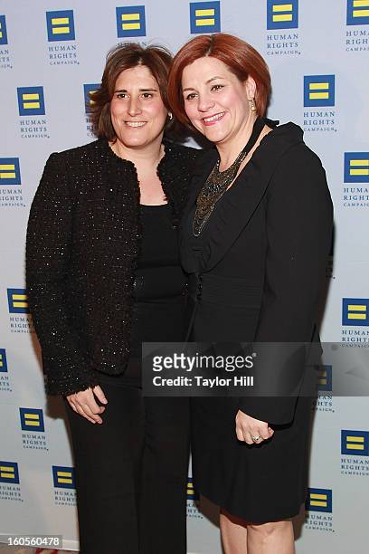 Kim Catullo and wife City Council Speaker Christine Quinn attend The 2013 Greater New York Human Rights Campaign Gala at The Waldorf=Astoria on...