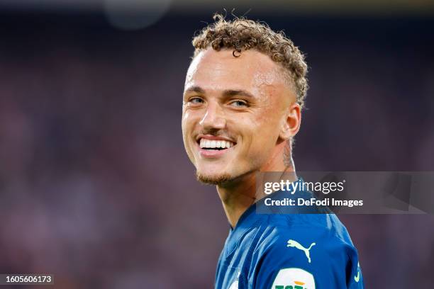 Noa Lang of PSV Eindhoven looks on during the Dutch Super Cup match between Feyenoord and PSV on August 4, 2023 in Rotterdam, Netherlands.