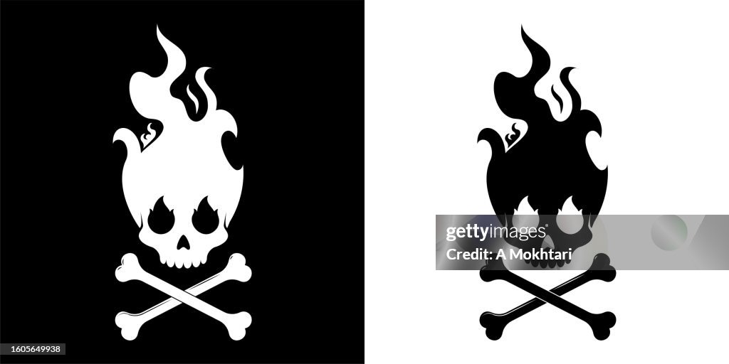 Flaming skull icon.