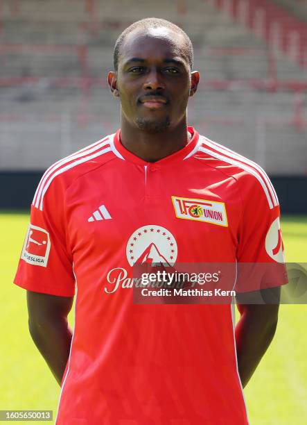 Jerome Roussillon of 1. FC Union Berlin poses during the team presentation at Stadion an der Alten Foersterei on August 09, 2023 in Berlin, Germany.