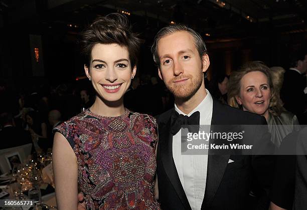 Actress Anne Hathaway and actor Adam Shulman attend the 65th Annual Directors Guild Of America Awards at Ray Dolby Ballroom at Hollywood & Highland...