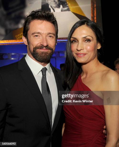 Actors Hugh Jackman and Famke Janssen attend the 65th Annual Directors Guild Of America Awards at Ray Dolby Ballroom at Hollywood & Highland on...