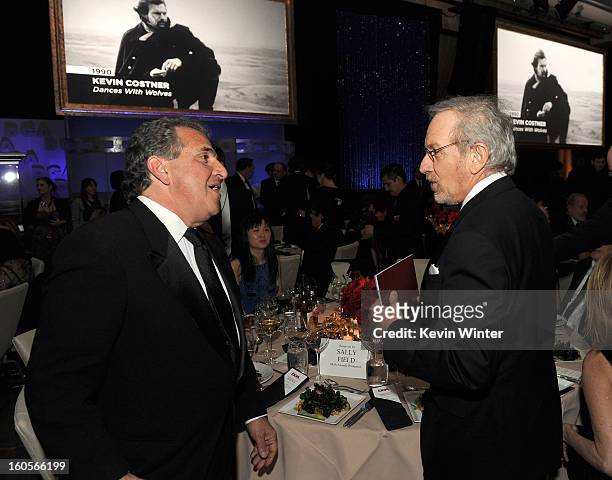 Fox Filmed Entertainment Chairman & CEO Jim Gianopulos and director Steven Spielberg attend the 65th Annual Directors Guild Of America Awards at Ray...