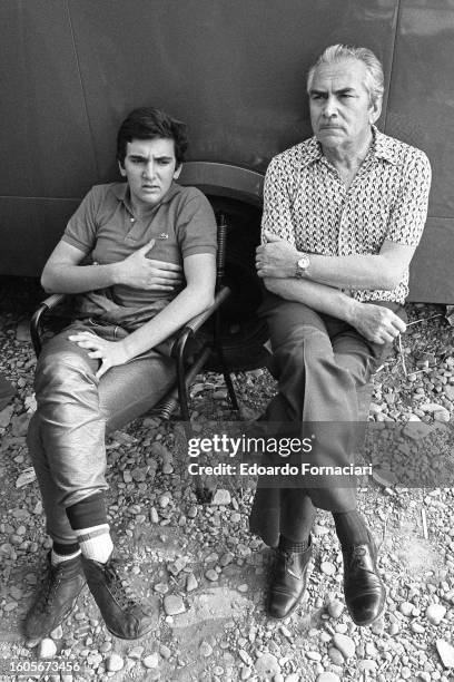 View of Felice Rovelli and his father, Italian SIR owner and president Angelo 'Nino' Rovelli, Parma, Italy, September 19, 1976. At the time, they...