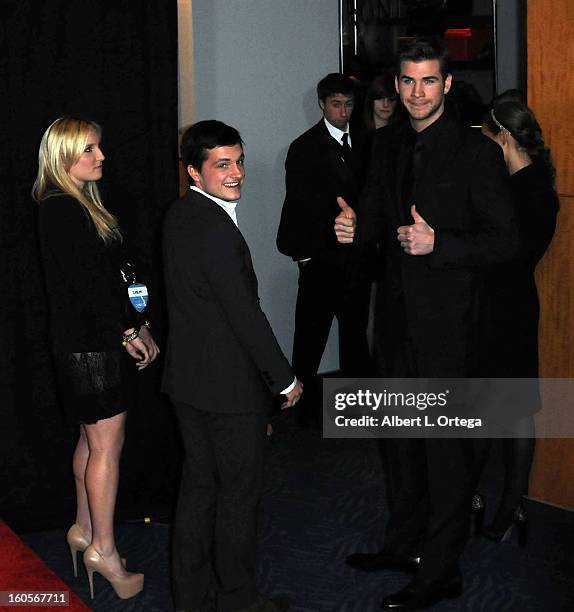 Actors Liam Hemsworth and Josh Hutcherson participate at the 39th Annual People's Choice Awards - Press Room held at Nokia Theater L.A. Live on...