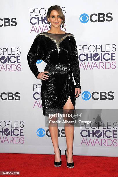 Actress Jennifer Lawrence participates at the 39th Annual People's Choice Awards - Press Room held at Nokia Theater L.A. Live on January 9, 2013 in...