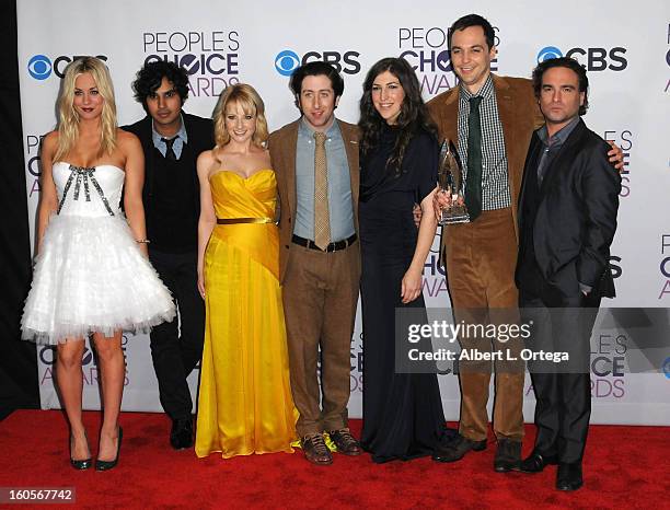 The cast of "The Big Bang Theory" participates at the 39th Annual People's Choice Awards - Press Room held at Nokia Theater L.A. Live on January 9,...