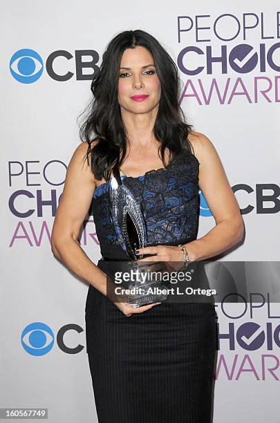 Actress Sandra Bullock participates at the 39th Annual People's Choice Awards - Press Room held at Nokia Theater L.A. Live on January 9, 2013 in Los...