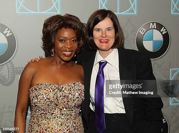 Actress Alfre Woodard and host Paula Poundstone backstage at The 17th Annual Art Directors Guild Awards, held at the Beverly Hilton Hotel on February...