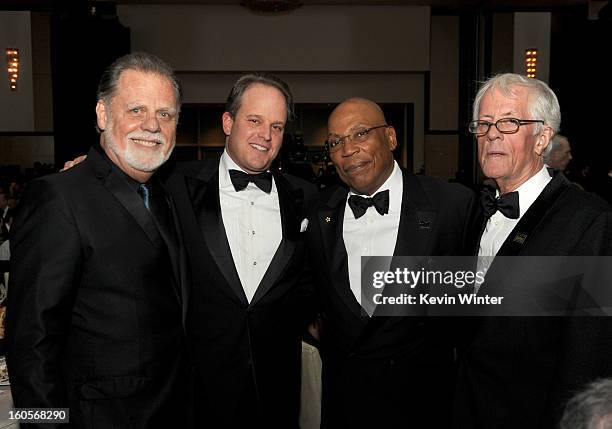 President Taylor Hackford, DGA Awards Chair Michael Stevens, director Paris Barclay, and Robert Aldrich Award honoree Michael Apted attend the 65th...