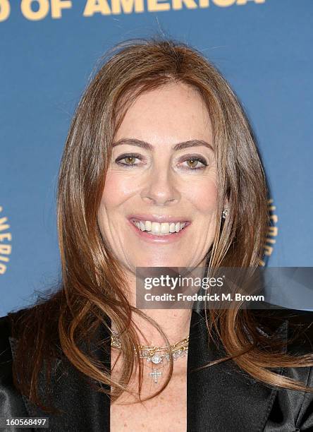 Director Kathryn Bigelow, recipient of the Feature Film Nomination Plaque for Zero Dark Thirty," poses in the press room during the 65th Annual...