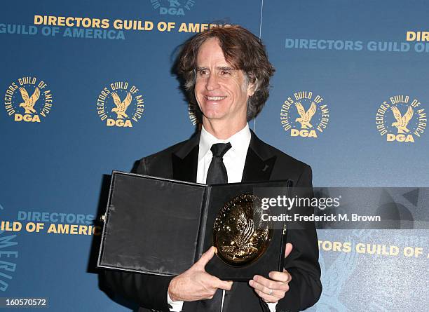 Director Jay Roach, winner of the Outstanding Directorial Achievement in Movies for Television and Mini-Series for "Game Change," poses in the press...