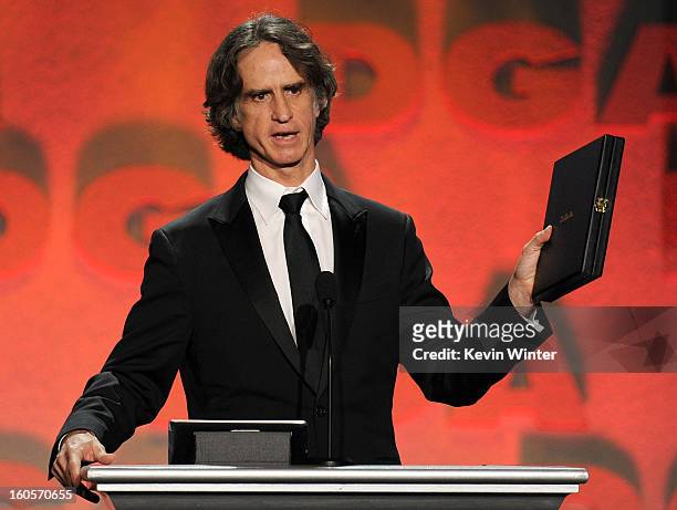 Director Jay Roach accepts the Outstanding Directorial Achievement in Movies for Television and Mini-Series award for "Game Change" onstage during...