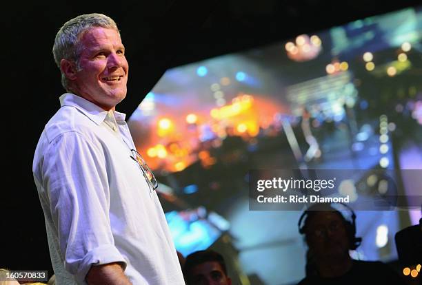 Former NFL player Brett Favre attends Journey and Rascal Flatts headline the Super Bowl XLVII CMT Crossroads Concert on February 2, 2013 in New...